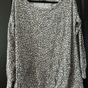 Gray Leopard Print Women's Top